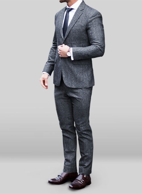 Light Weight Slubby Blue Tweed Suit - Click Image to Close