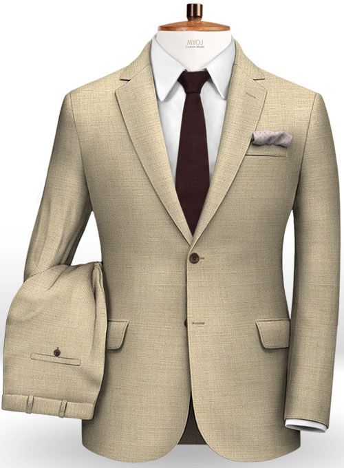 Lux Beige Cotton Wool Stretch Suit