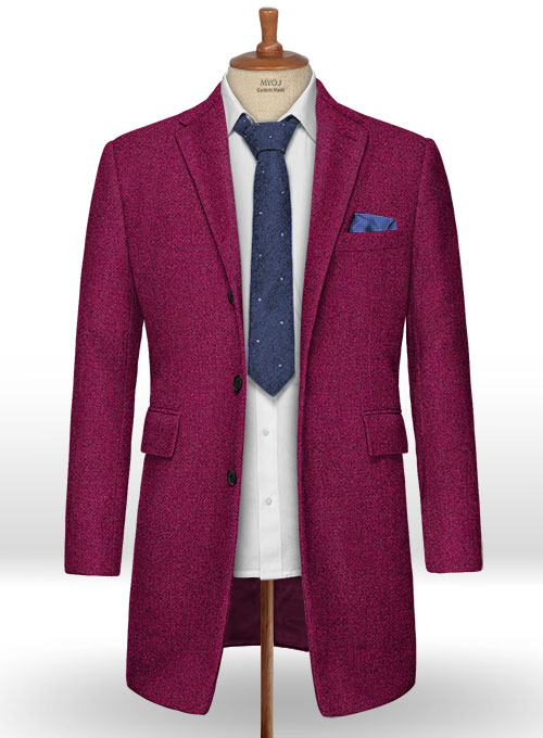 Melange Bubble Pink Tweed Overcoat - Click Image to Close