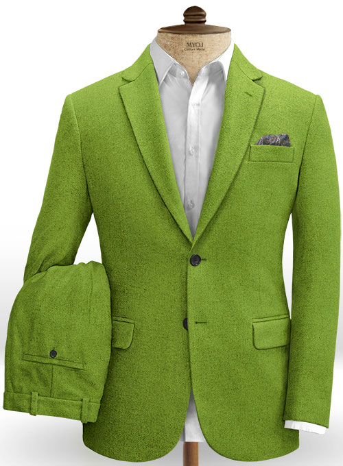 Melange Parrot Green Tweed Suit