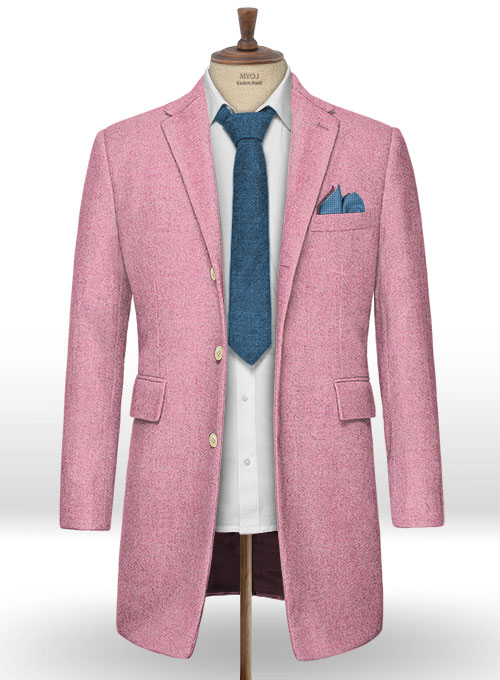 Melange Spring Pink Tweed Overcoat