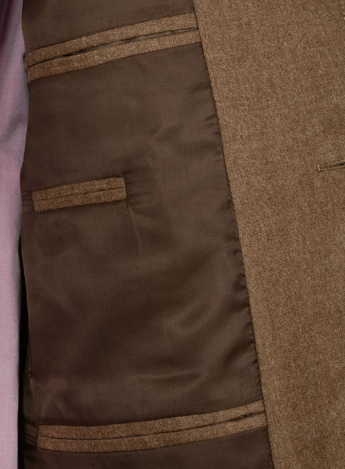 Mid Brown Flannel Wool Danish Style Sports Coat