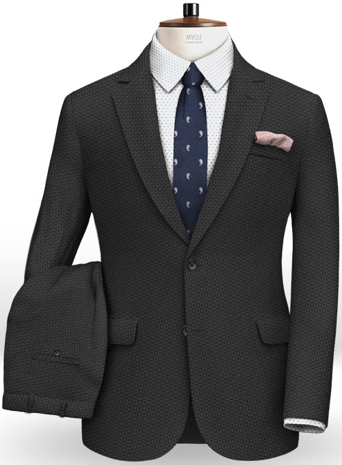 Napolean Black Checks Couture Wool Suit