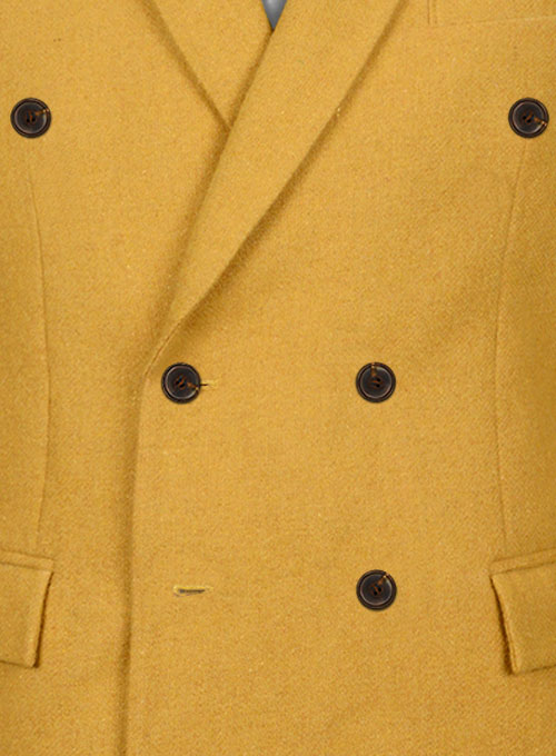 Naples Yellow Tweed Double Breasted Jacket