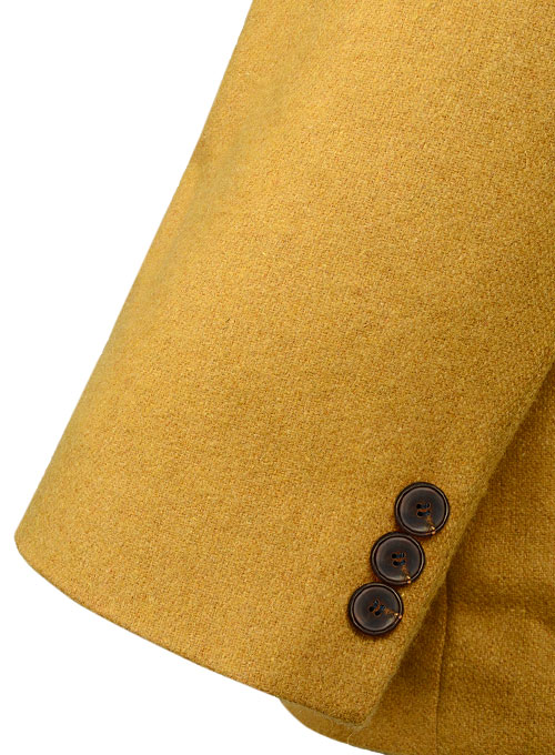 Naples Yellow Tweed Double Breasted Jacket