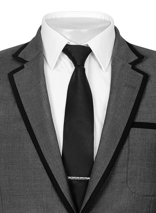 Napolean Mid Charcoal Wool Jacket - Black Trims - Click Image to Close