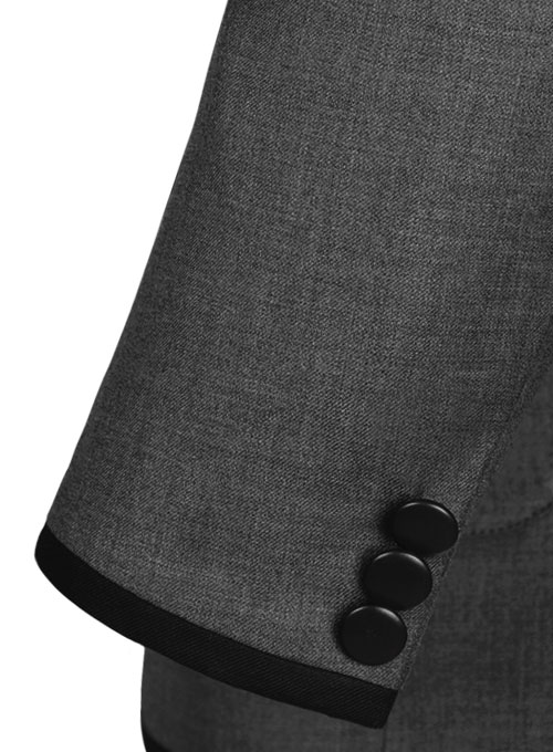 Napolean Mid Charcoal Wool Jacket - Black Trims