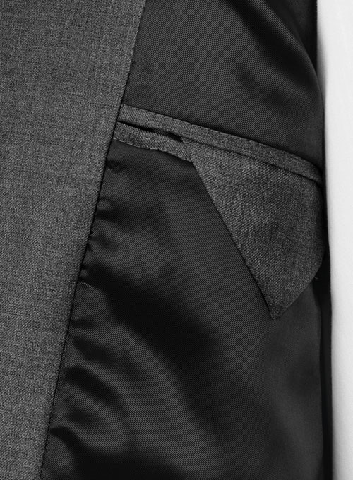 Napolean Mid Charcoal Wool Jacket - Black Trims - Click Image to Close