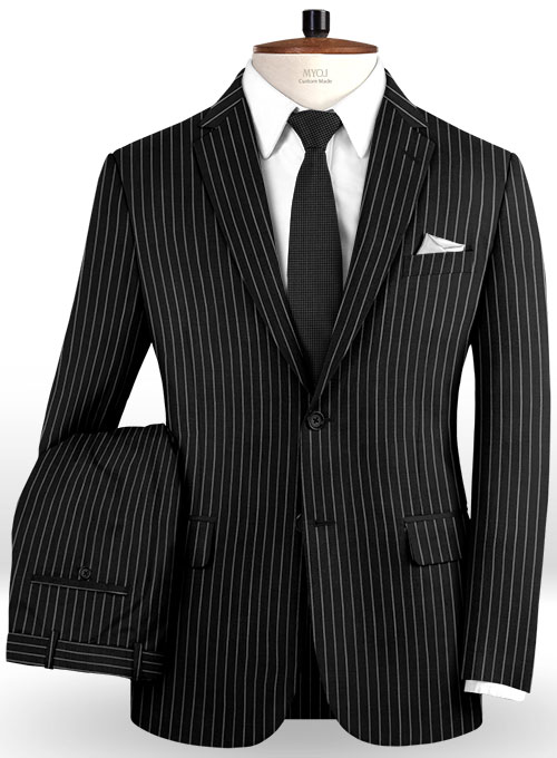 Napolean Black Stripe Wool Suit