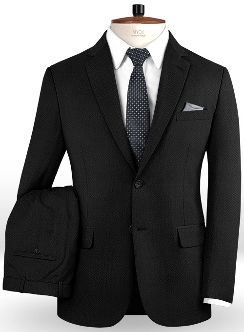 Napolean Black Weave Wool Suit