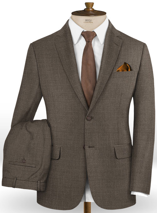 Napolean Sharkskin Brown Wool Suit