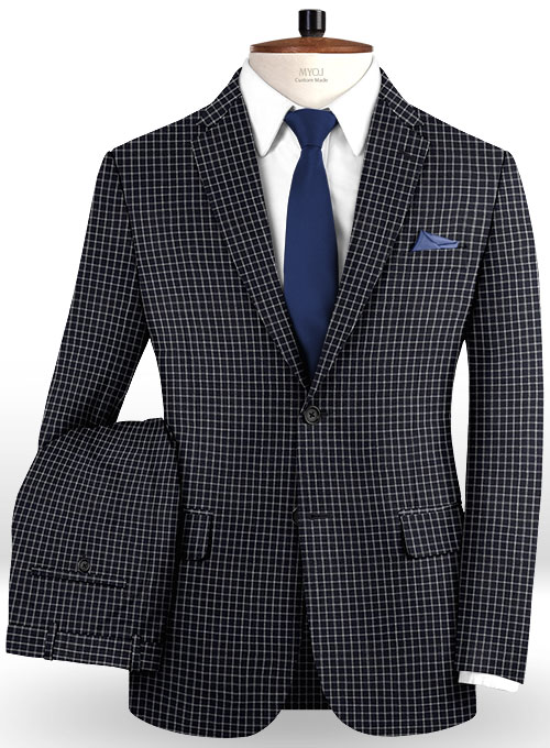 Napolean Chok Blue Black Wool Suit