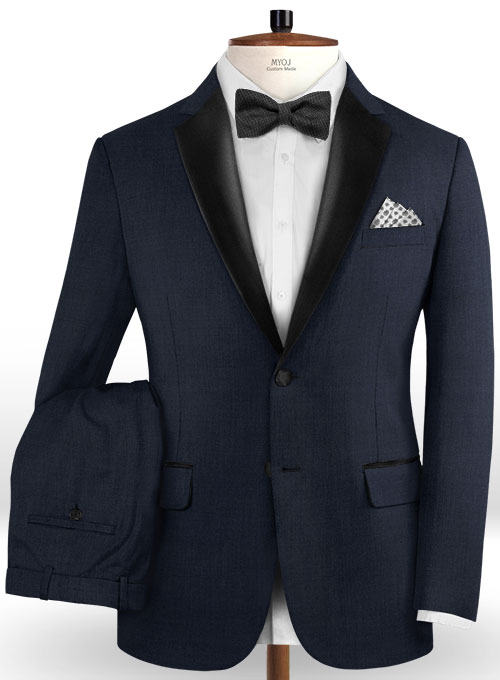 Napolean Dark Blue Wool Tuxedo Suit