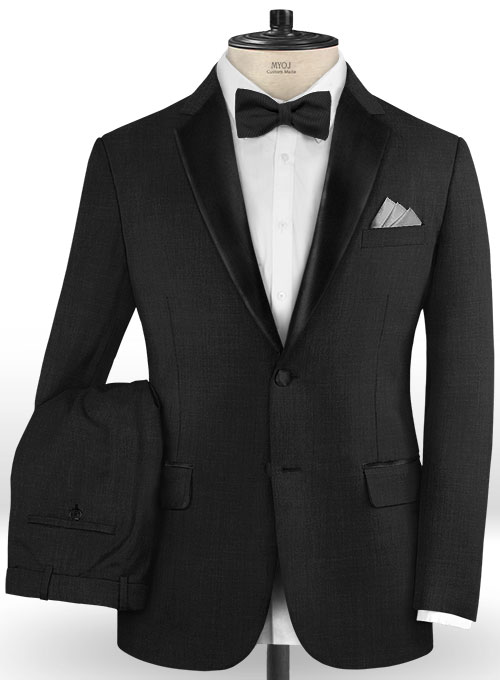 Napolean Dark Charcoal Wool Tuxedo Suit