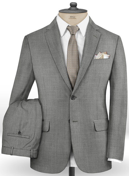 Napolean Worsted Light Gray Wool Suit
