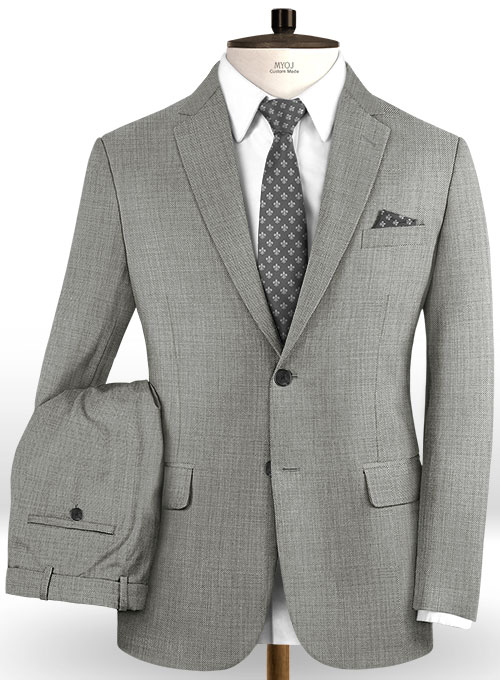 Napolean Sharkskin Light Gray Wool Suit