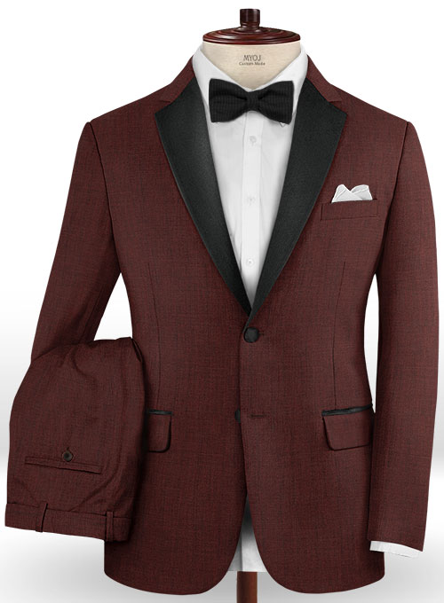 Napolean Melange Wine Wool Tuxedo Suit