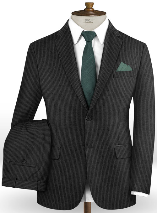 Napolean Mini Stripe Charcoal Wool Suit