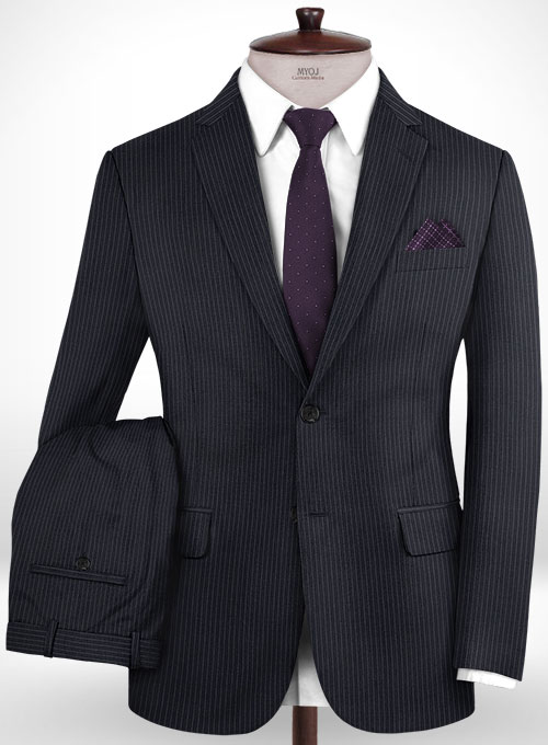 Napolean Mini Stripe Dark Blue Wool Suit