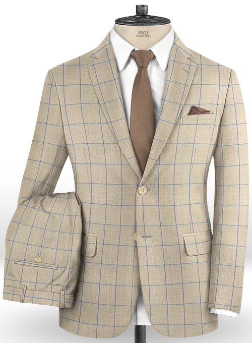 Napolean Pane Light Beige Wool Suit