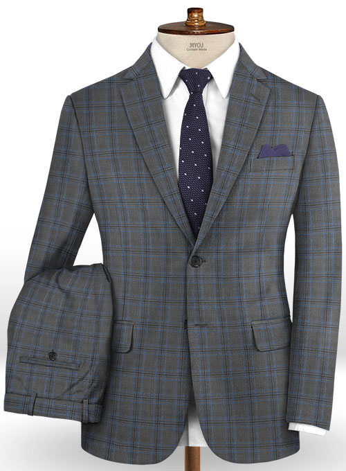 Napolean Sarcho Gray Blue Wool Suit