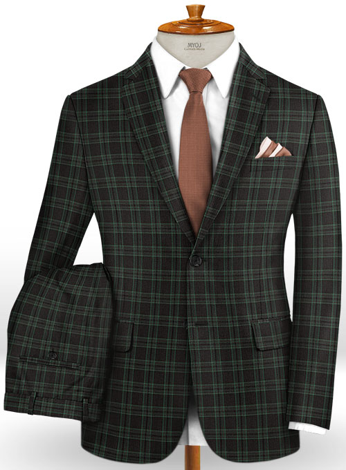 Napolean Sarcho Green Wool Suit