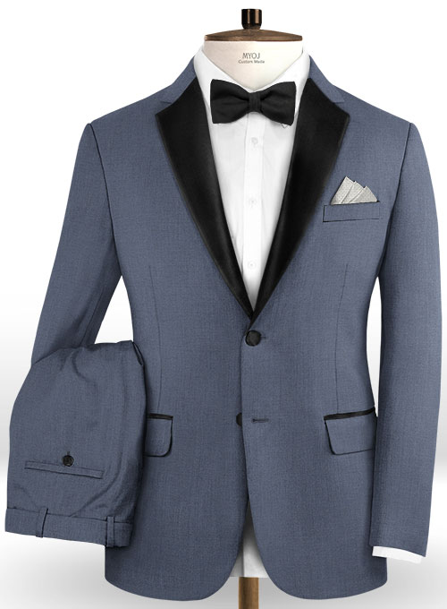 Napolean Slate Blue Wool Tuxedo Suit