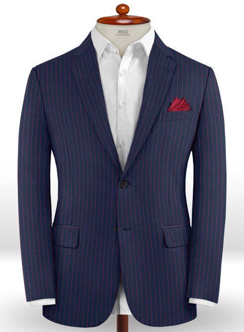 Napolean Stripo Blue Wool Suit - Click Image to Close