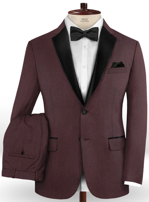 Napolean Wine Wool Tuxedo Suit