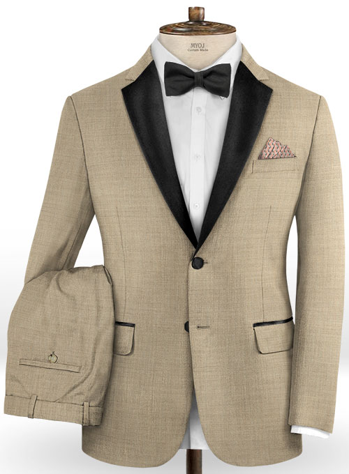 Napolean Melange Khaki Wool Tuxedo Suit