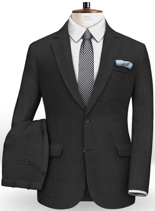 Napolean Mini Stripe Black Wool Suit