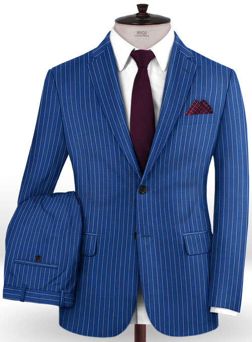 Napolean Stripo Royal Blue Wool Suit