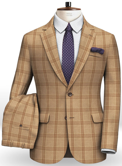 Napolean Tartan Beige Wool Suit