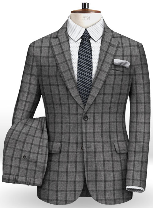 Napolean Tartan Gray Wool Suit