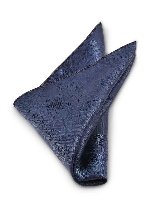 Paisley Pocket Square - Dark Blue - Click Image to Close