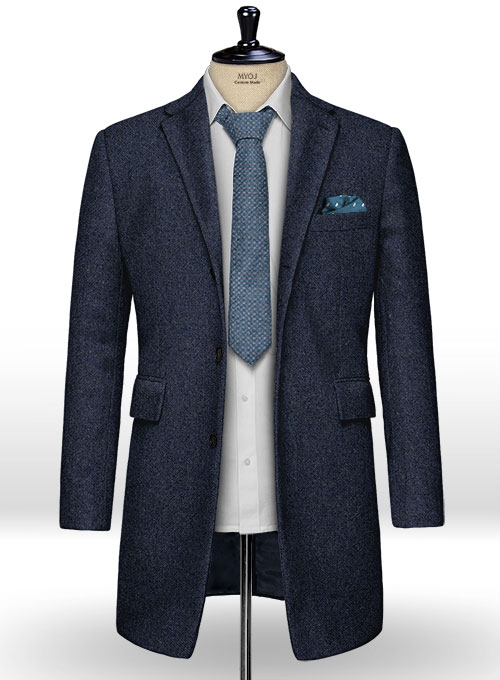 Playman Blue Denim Tweed Overcoat