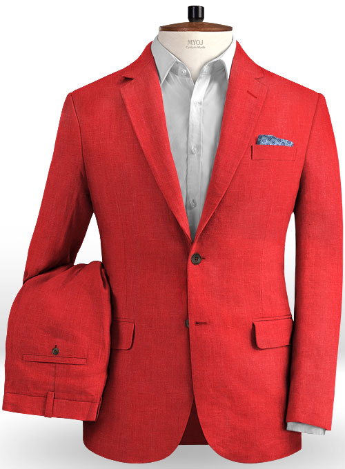 Pure Red Linen Suit