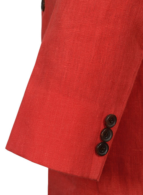 Pure Red Linen Long Coat - Click Image to Close