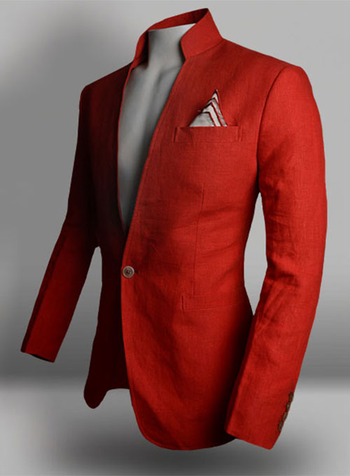 Pure Red Linen Roma Sports Jacket - Click Image to Close