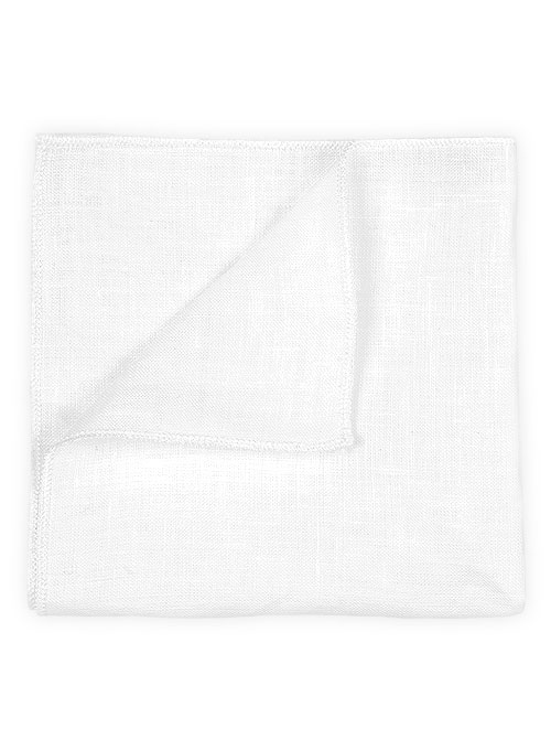 Linen Pocket Square - Pure White - Click Image to Close