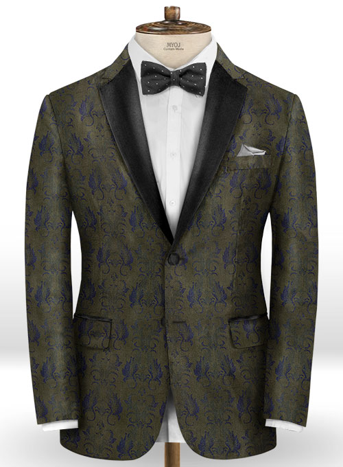 Rilda Olive Wool Tuxedo Suit - Click Image to Close