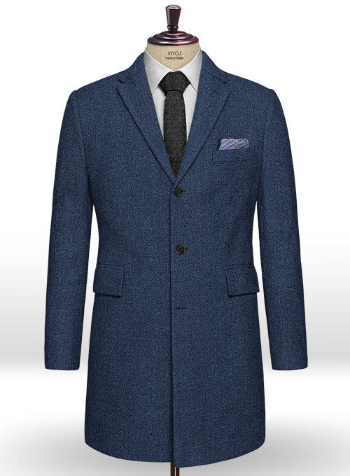 Royal Blue Heavy Tweed Overcoat