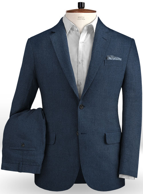 Safari Blue Cotton Linen Suit