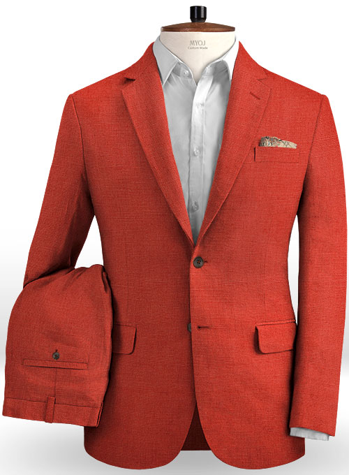 Safari Red Cotton Linen Suit