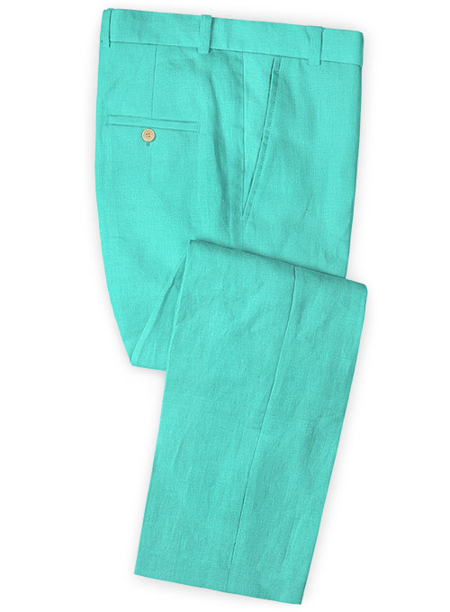 Safari Teal Blue Cotton Linen Suit - Click Image to Close