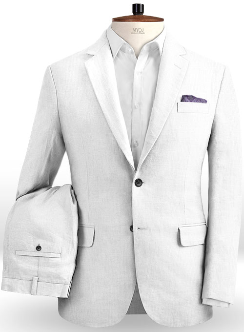 Safari White Cotton Linen Suit