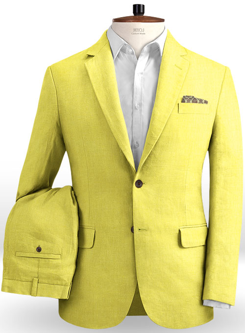 Safari Yellow Cotton Linen Suit