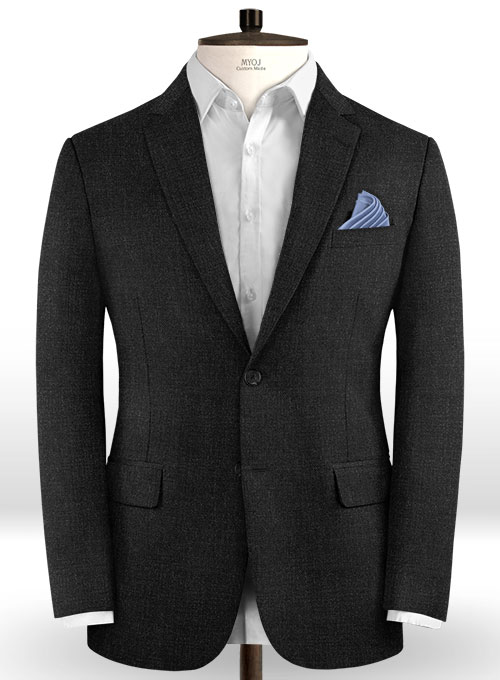 Scabal Worsted Dark Charcoal Wool Suit - Click Image to Close