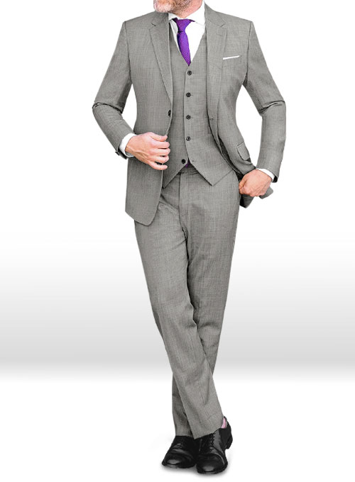 Sharkskin Light Gray Wool Suit - Click Image to Close