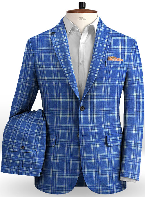 Solbiati Blue Square Linen Suit